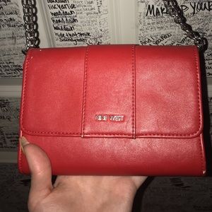 Nine West red crossbody billfold.